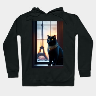 Black British Shorthair In Paris Hoodie